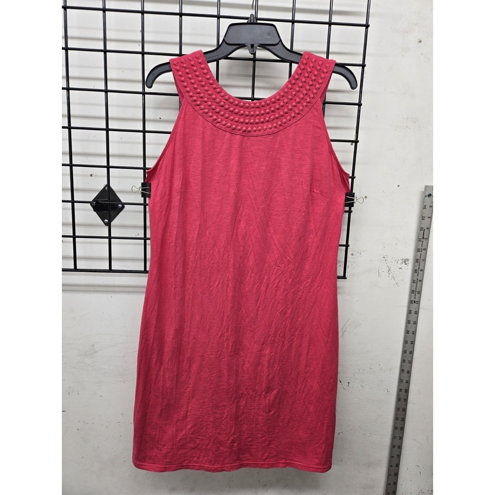 Tommy Bahama Women's Pearl Embroidered Neck Sleeveless Knit‎ Dress Fuchsia Small